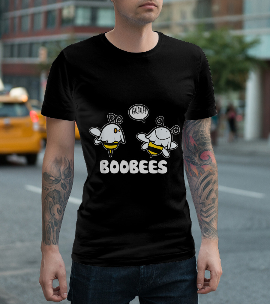 Boo Bees Funny Halloween Boobees Ghost Bees Cartoon T-Shirt