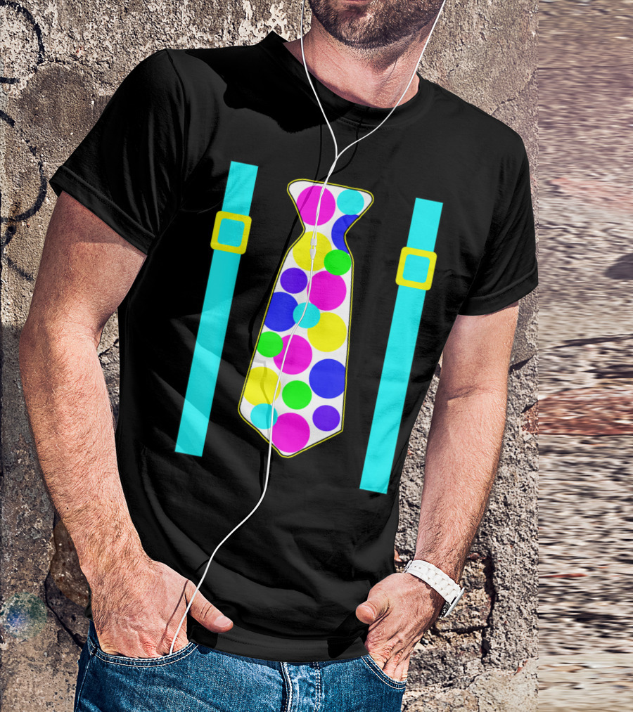 Party Polka Dot Jumbo Tie Suspender Graphics With Colorful Circles T-Shirt