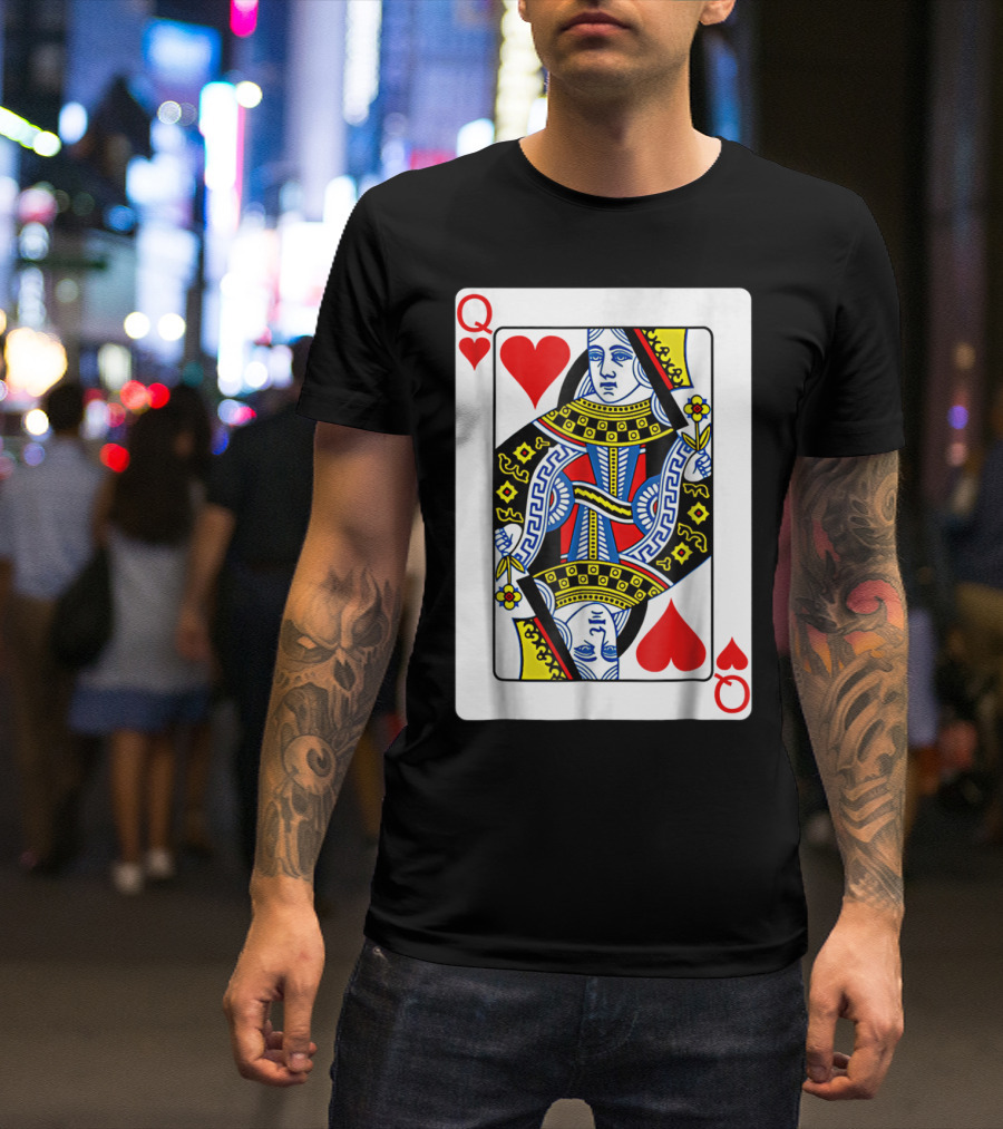 Queen Of Hearts Playing Card Poker T-Shirt