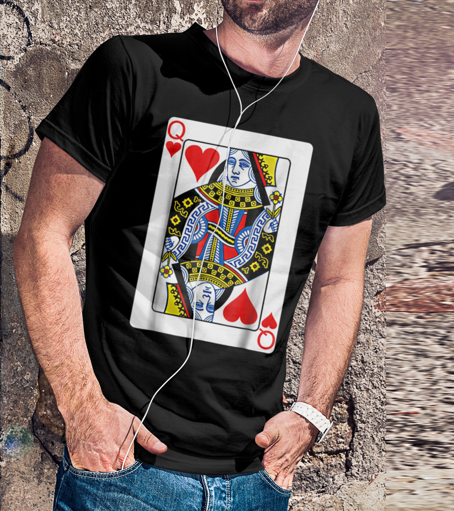 Queen Of Hearts Playing Card Poker T-Shirt