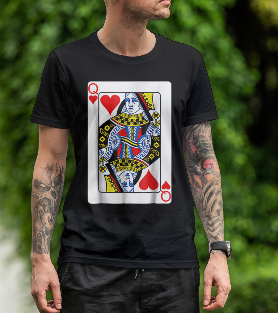 Queen Of Hearts Playing Card Poker T-Shirt