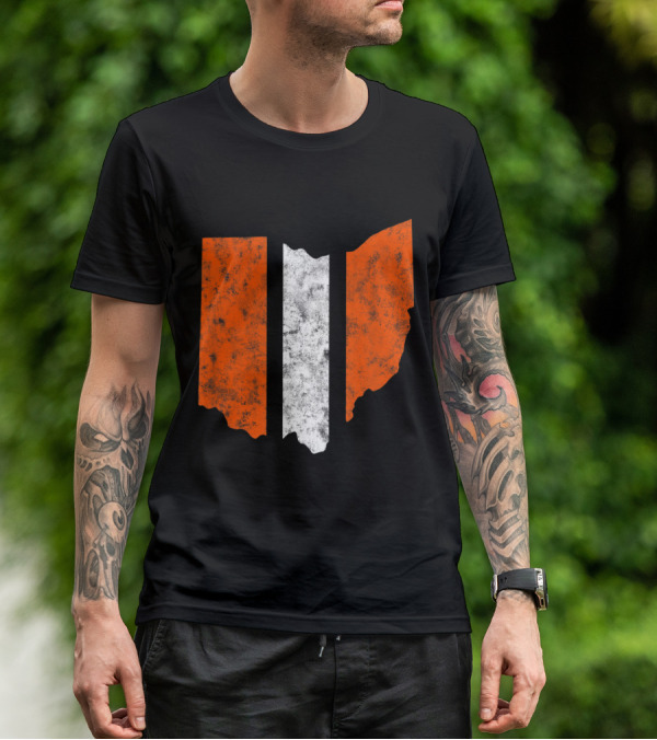 Ohio Cleveland Football Stripe Fan Map T-Shirt
