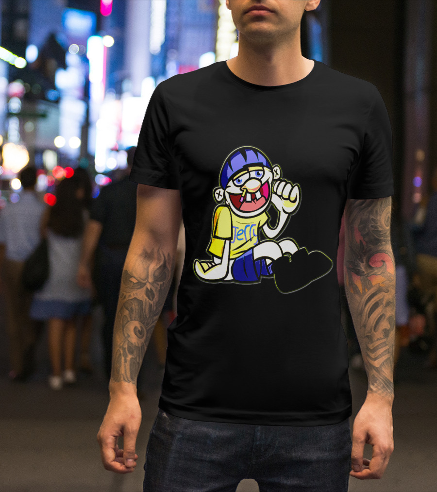 Sml Jeffy Character With Blue Helmet And Yellow Shirt Sitting T-Shirt