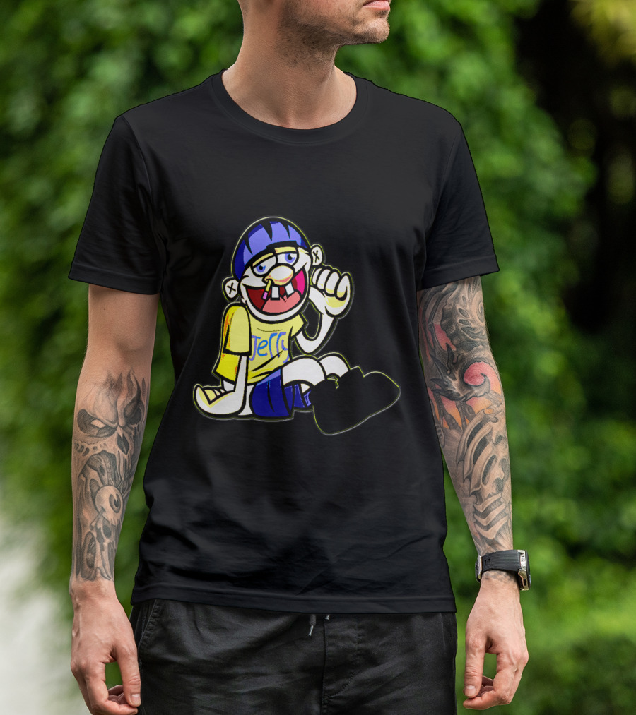 Sml Jeffy Character With Blue Helmet And Yellow Shirt Sitting T-Shirt