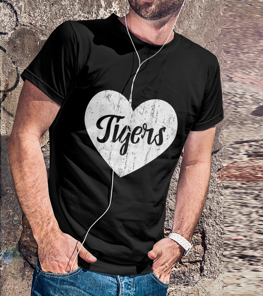 Tigers School Team Spirit Cute Heart Mascot Fan T-Shirt