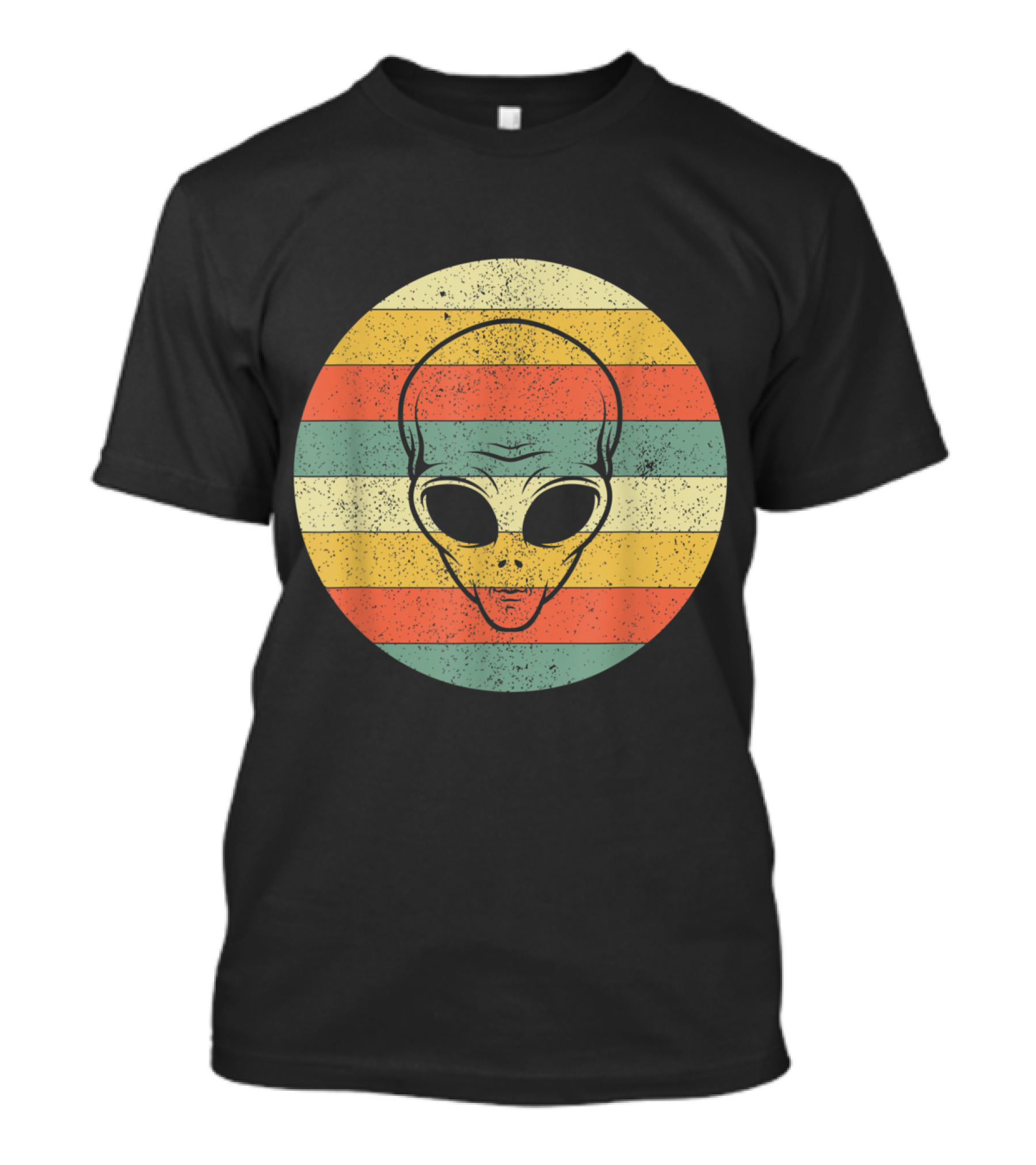 Vintage Distressed Alien Halloween Space Lover Retro Stripes T-Shirt