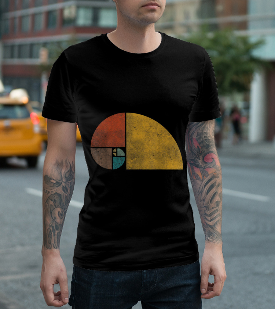 Vintage Fibonacci Golden Ratio Spiral Retro Colors T-Shirt