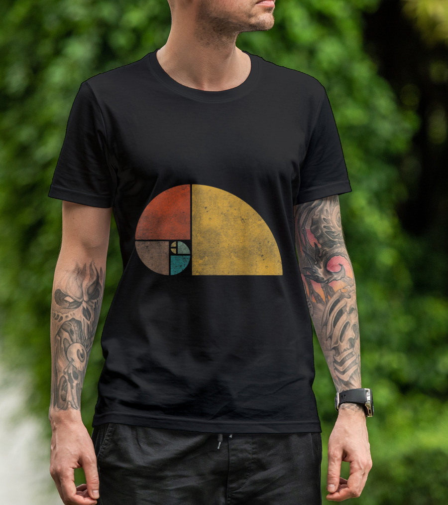 Vintage Fibonacci Golden Ratio Spiral Retro Colors T-Shirt