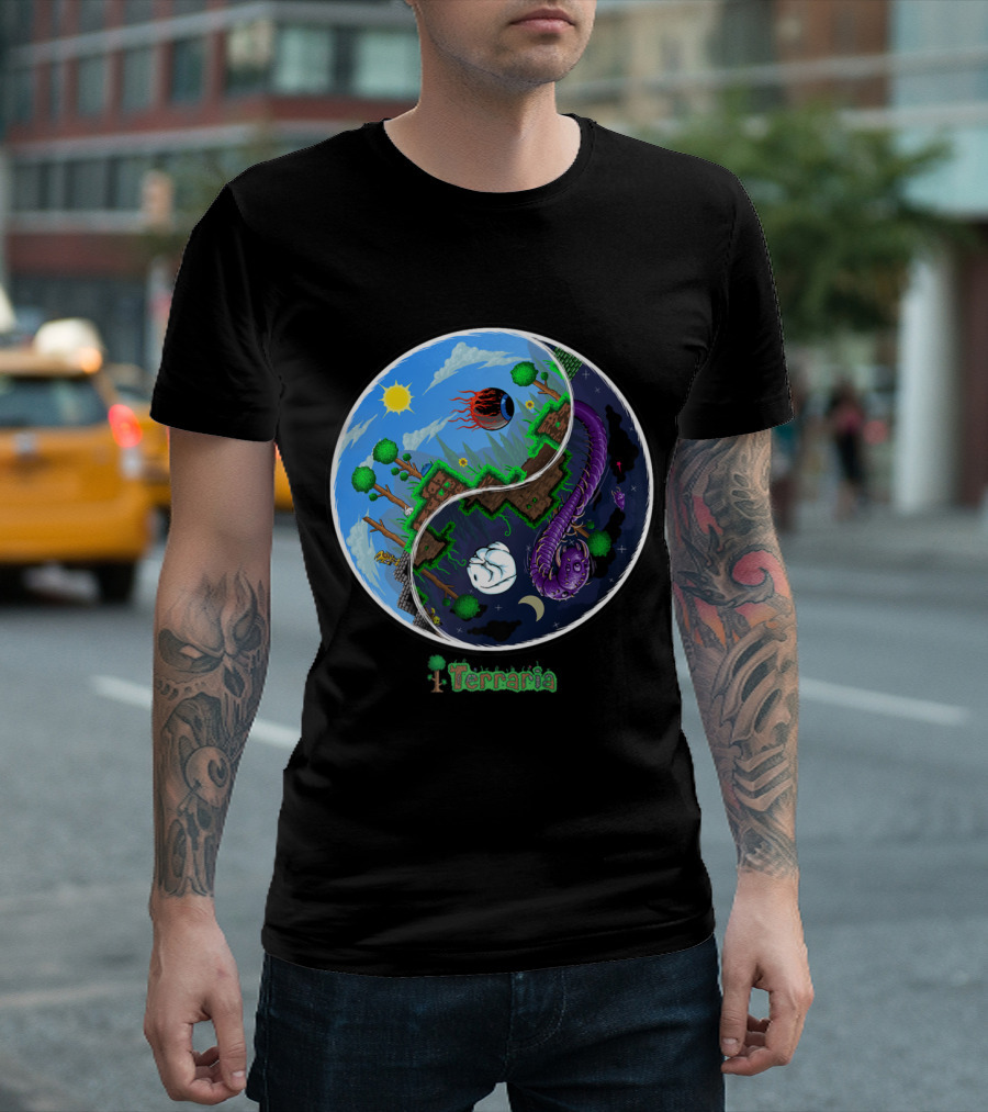 Terraria Night and Day Ying Yang Adventure T-Shirt