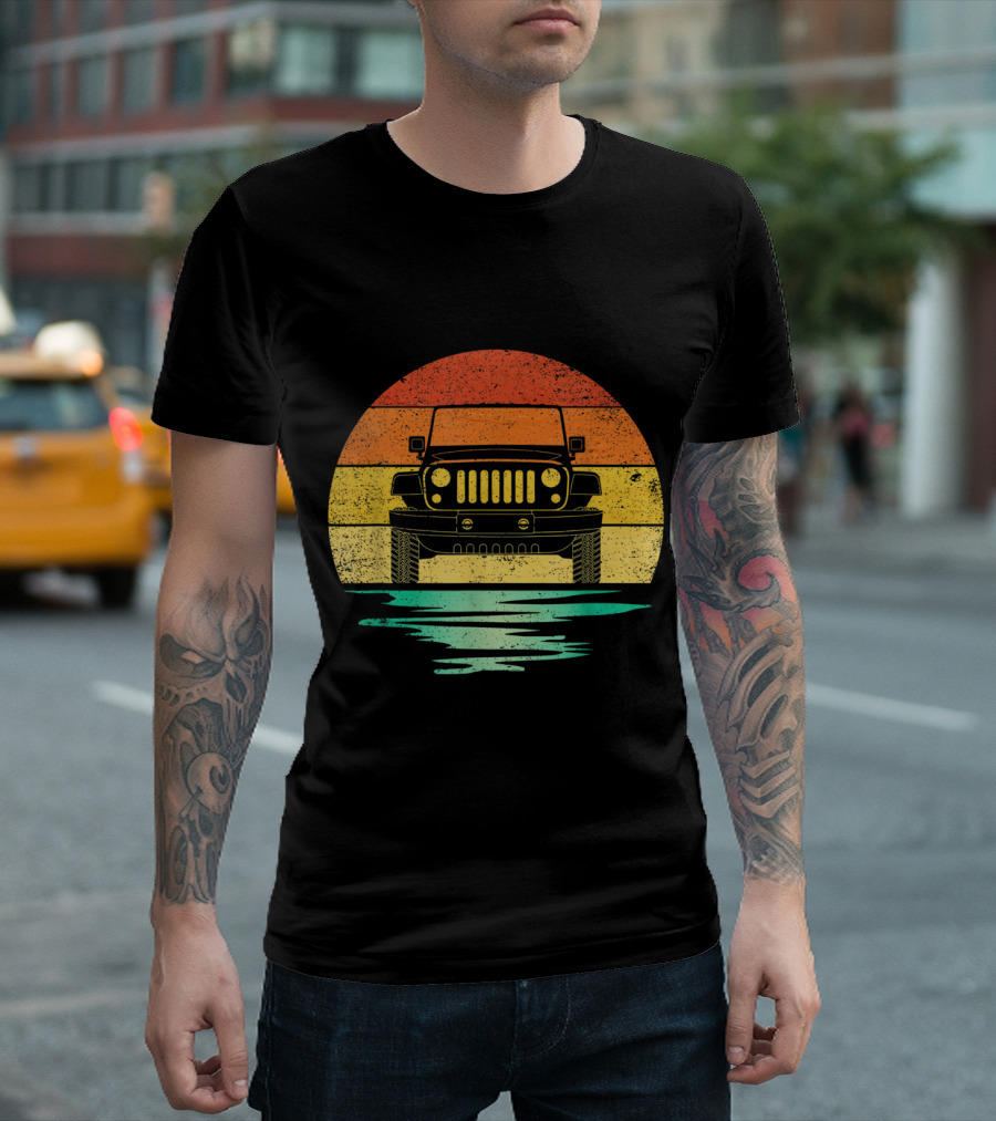 Vintage Sunset Jeep Off Road Adventure T-Shirt