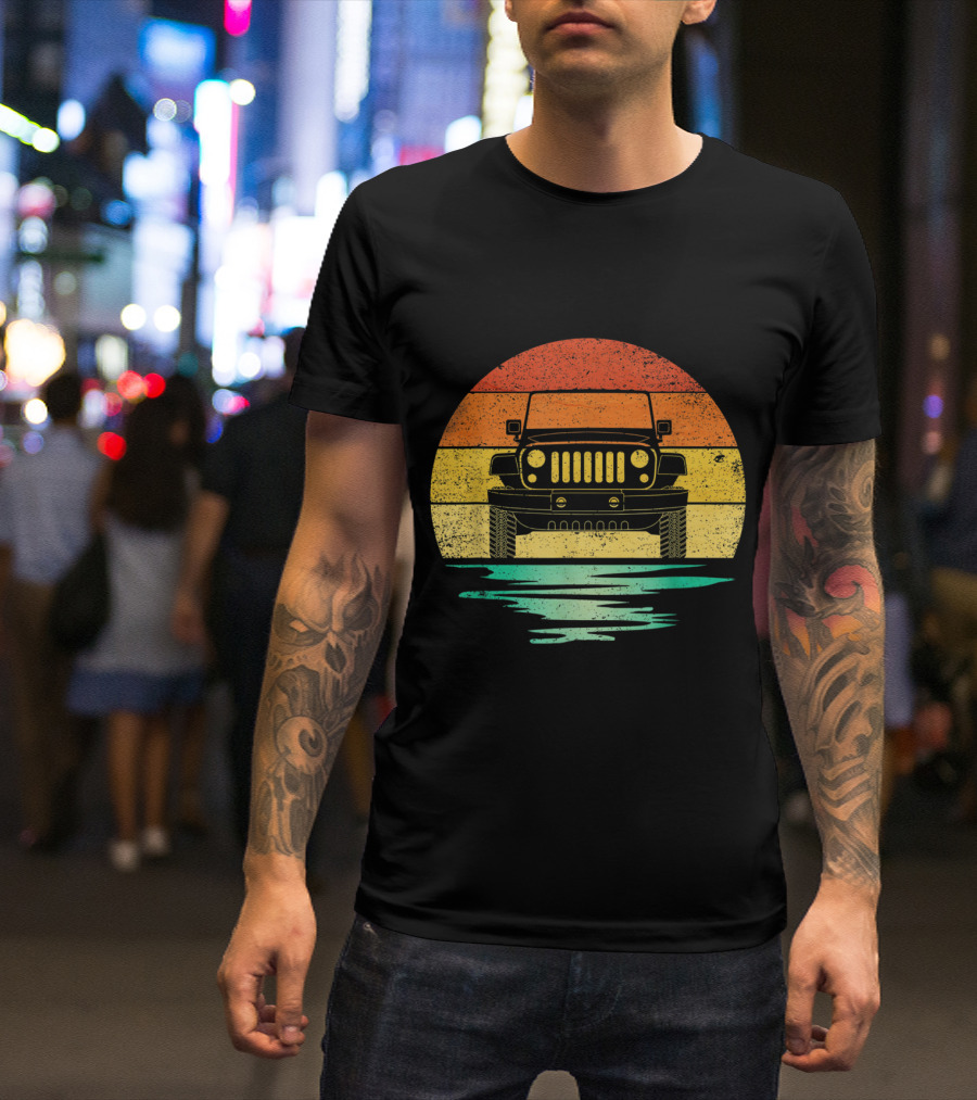 Vintage Sunset Jeep Off Road Adventure T-Shirt