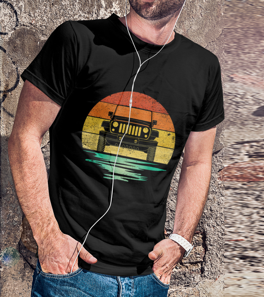 Vintage Sunset Jeep Off Road Adventure T-Shirt
