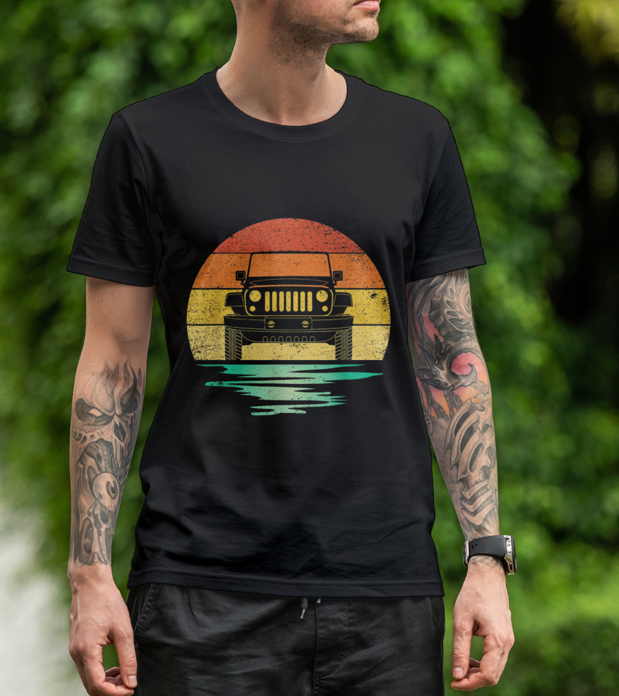 Vintage Sunset Jeep Off Road Adventure T-Shirt