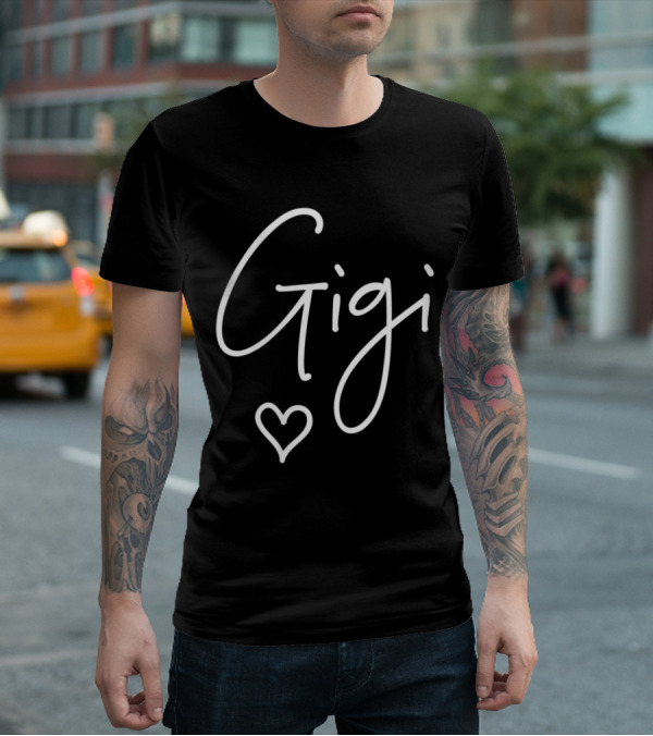 Gigi Grandma Women Christmas Mother's Day Grandson Heart T-Shirt