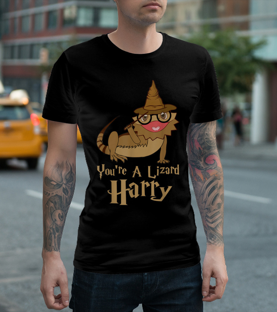 You're A Lizard Harry Funny Bearded Dragon Wizard Hat Glasses T-Shirt