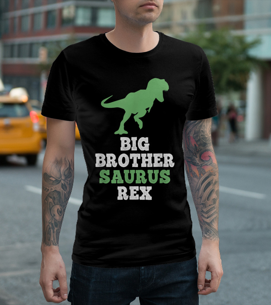 Big Brother Saurus Rex Dinosaur Silhouette Fun T-Shirt