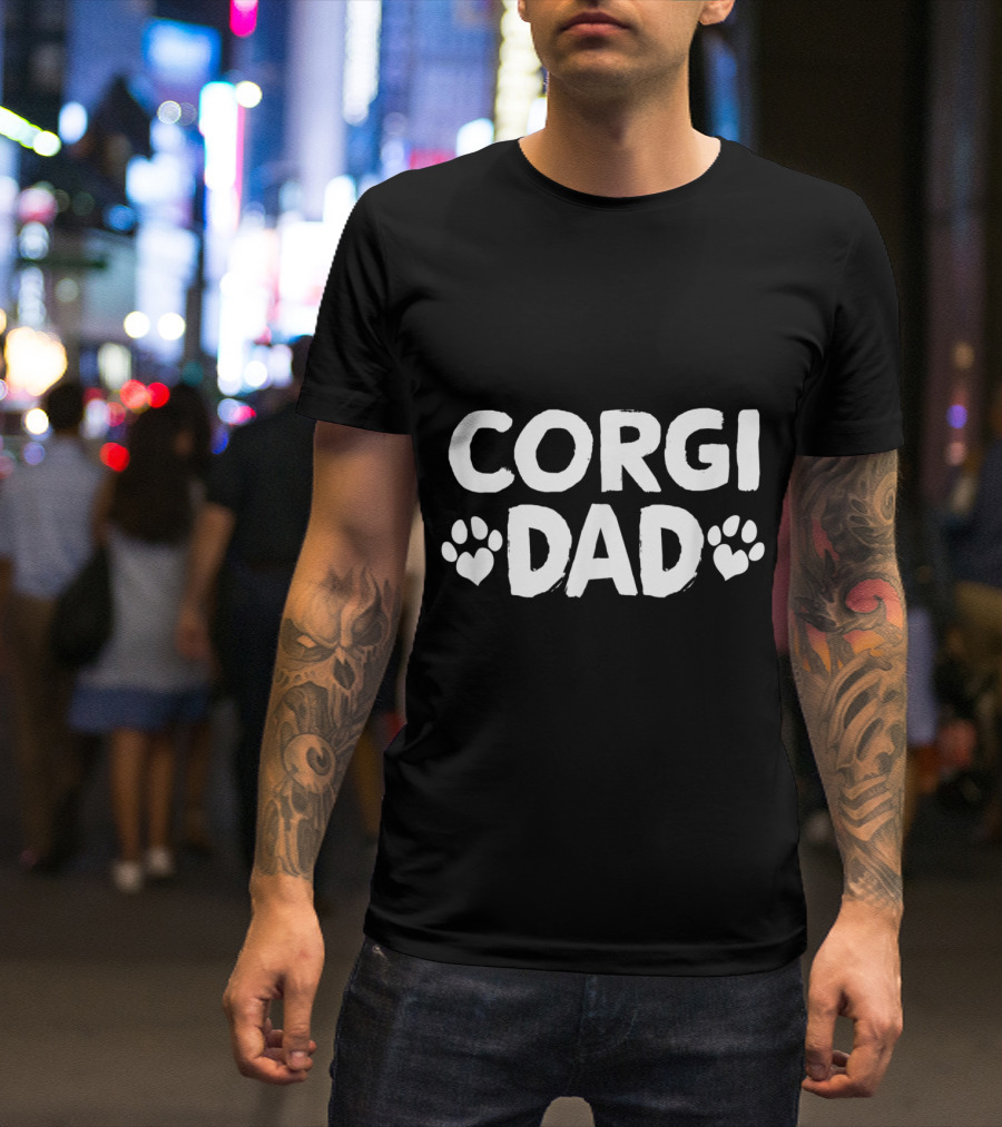 Corgi Dad Paw Print Heart T-Shirt