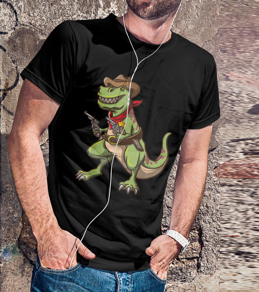 Wild West Cowboy Dinosaur T-Rex Kids Country Adventure T-Shirt