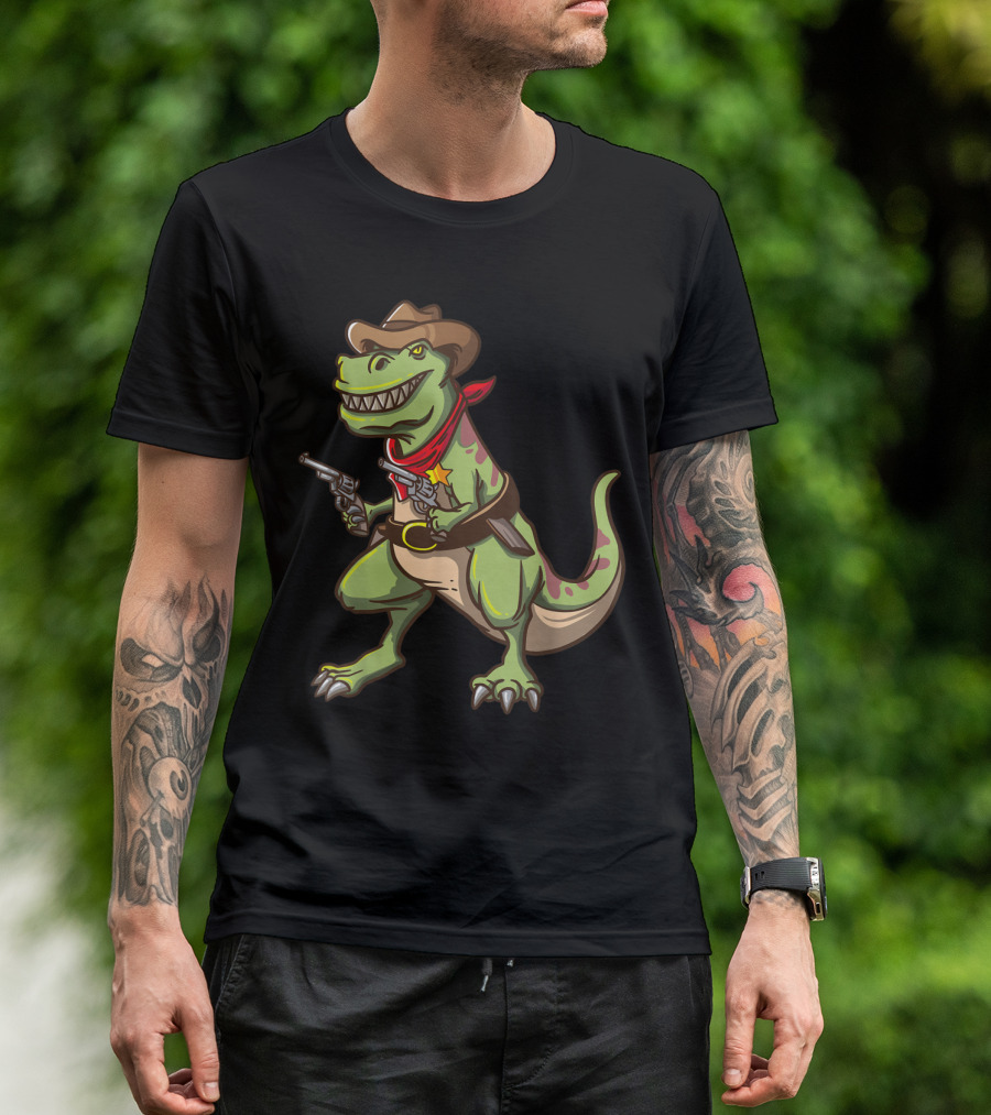 Wild West Cowboy Dinosaur T-Rex Kids Country Adventure T-Shirt