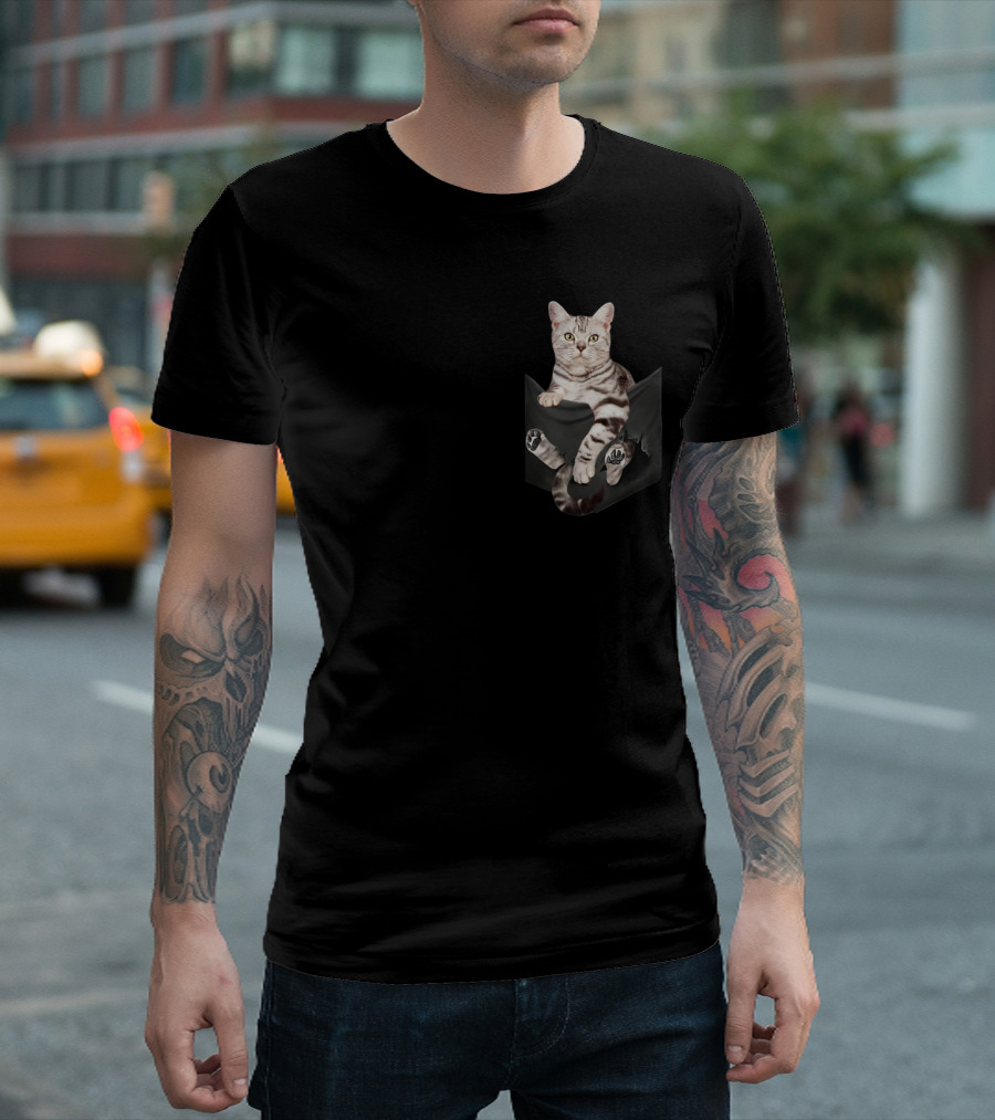 American Shorthair Cat Humor in Your Pocket T-Shirt