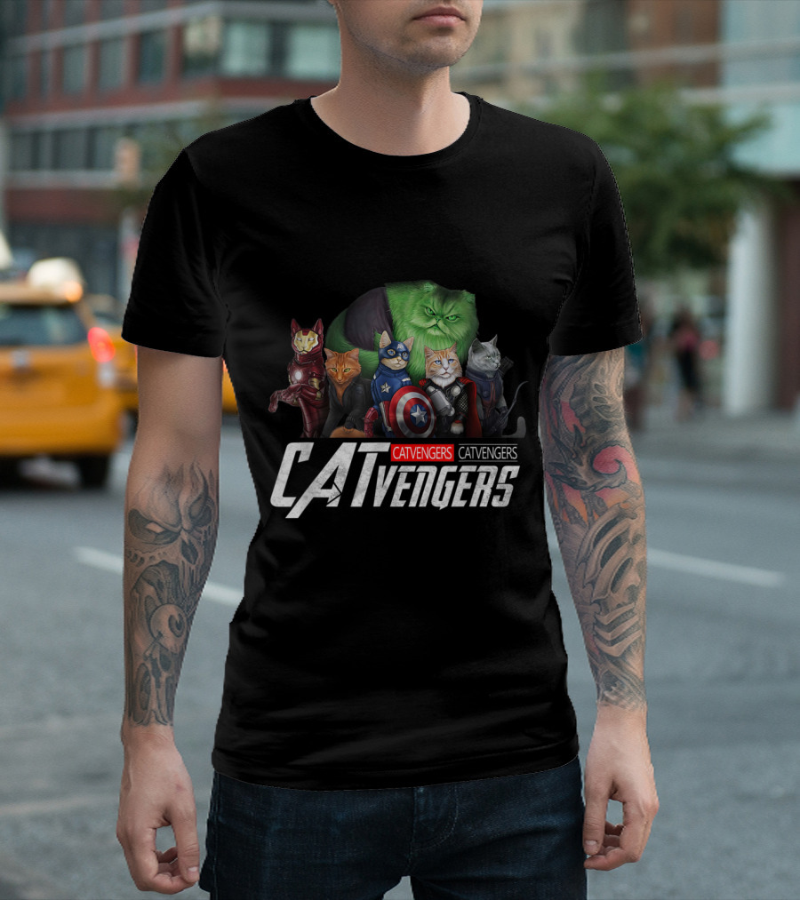 Funny Cat Lover Catvengers Avengers Parody Tees Men Kids Fans T-Shirt