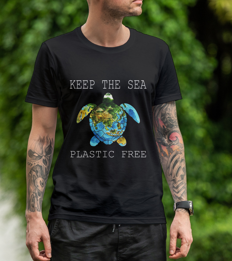 KEEP THE SEA PLASTIC FREE TURTLE MAP T-Shirt