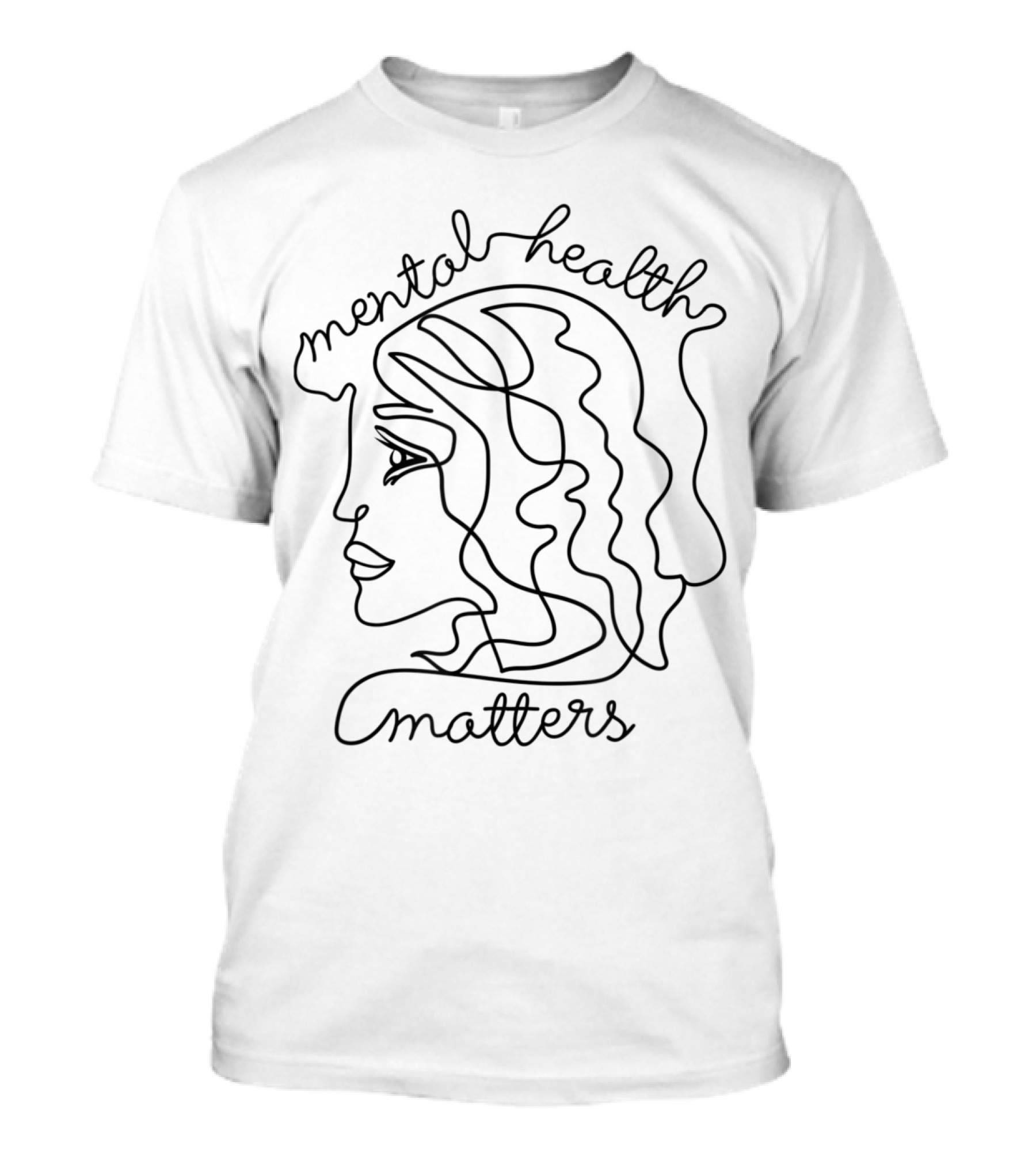 Mental Health Matters Mental Awareness Month Ra1of Continuous Line Art Face T-Shirt