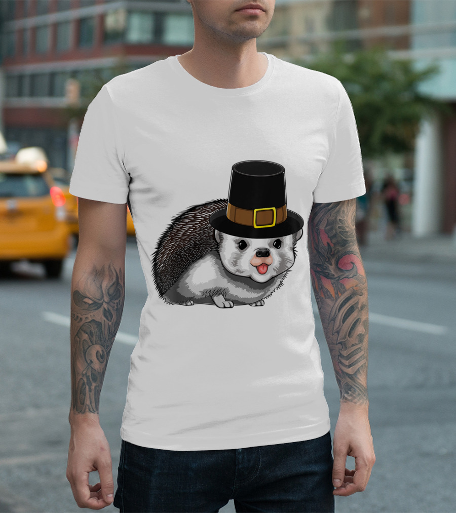Thanksgiving Pilgrim Hedgehog Gratitude Holiday Tradition T-Shirt