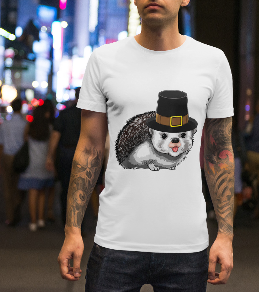 Thanksgiving Pilgrim Hedgehog Gratitude Holiday Tradition T-Shirt