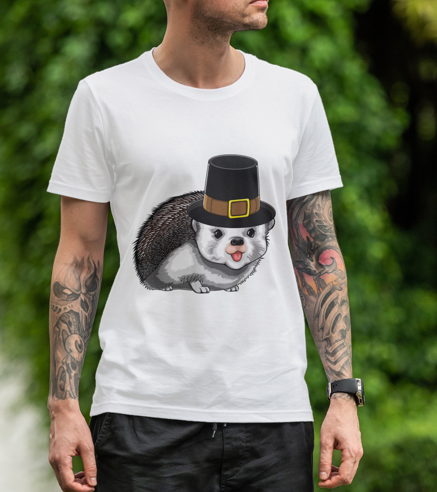 Thanksgiving Pilgrim Hedgehog Gratitude Holiday Tradition T-Shirt