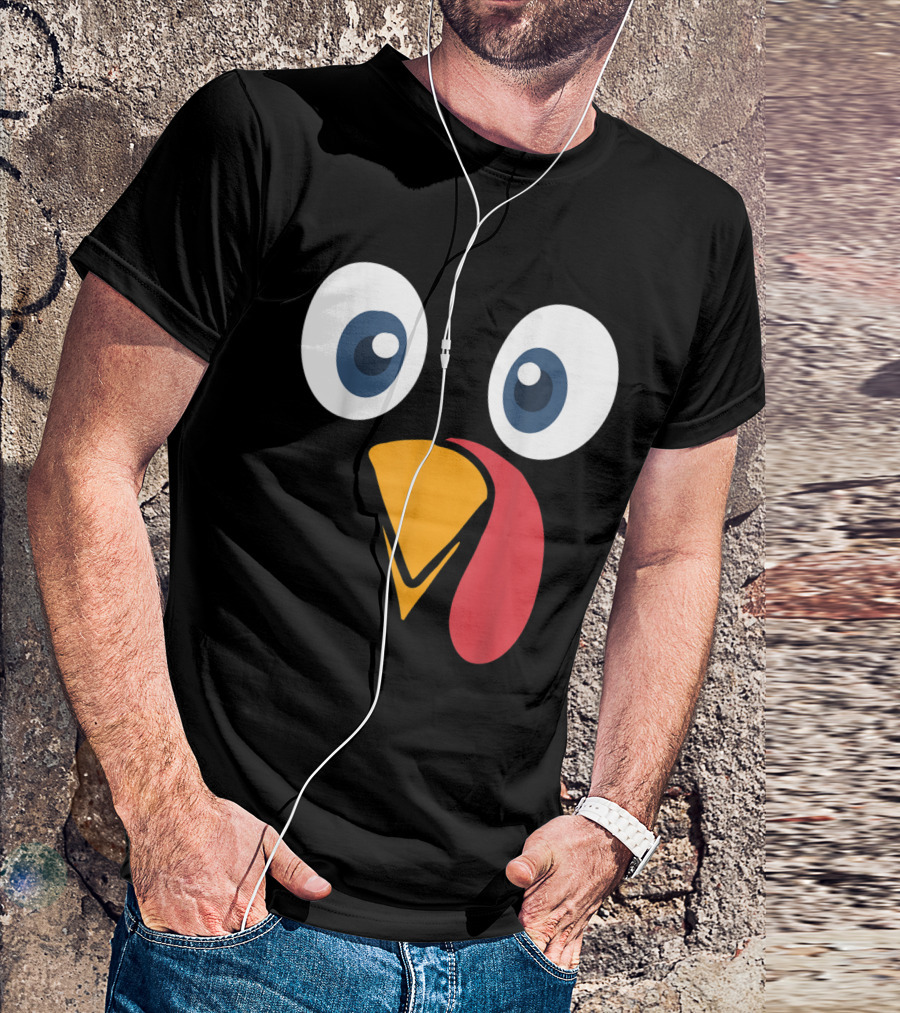 Thanksgiving Turkey Face Cartoon Eyes Beak And Snood T-Shirt