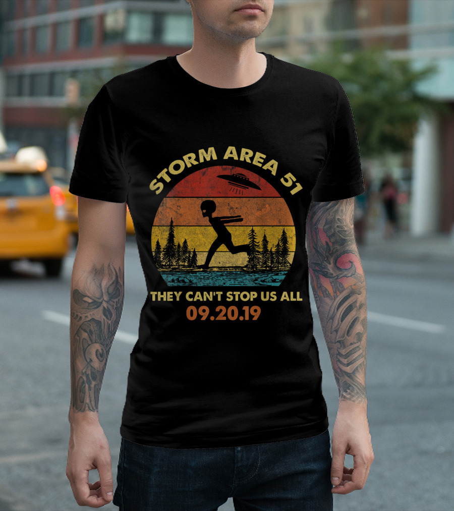 Storm Area 51 They Can't Stop Us All 09.20.19 Vintage Alien UFO T-Shirt