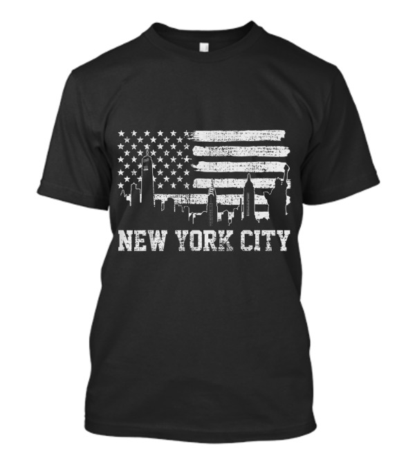 New York City Skyline American Flag Big Apple Trip Souvenir T-Shirt