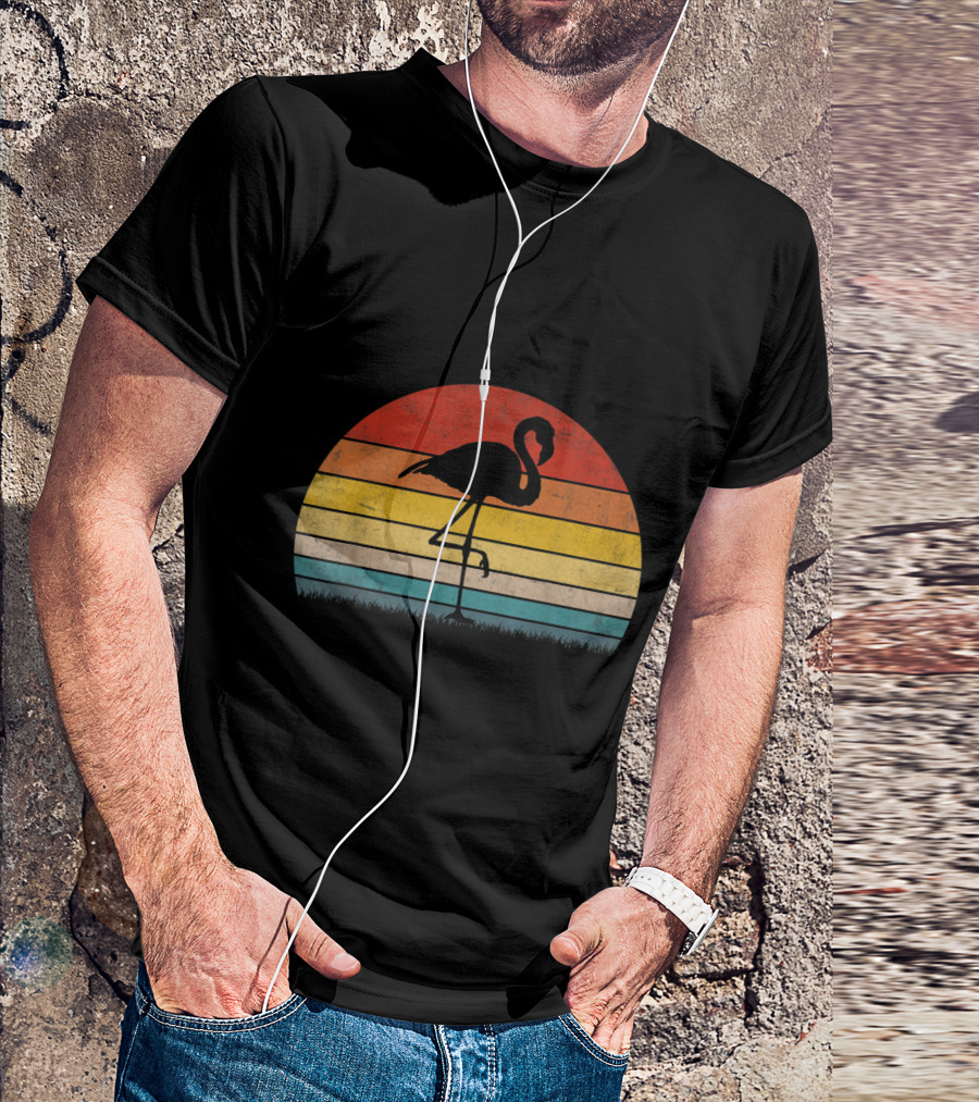Vintage Sunset Trendy Animal Flamingo T-Shirt