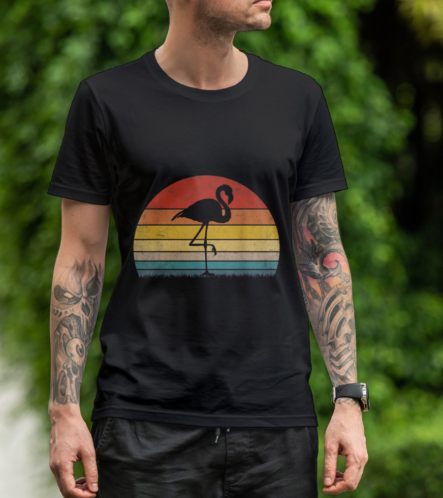 Vintage Sunset Trendy Animal Flamingo T-Shirt