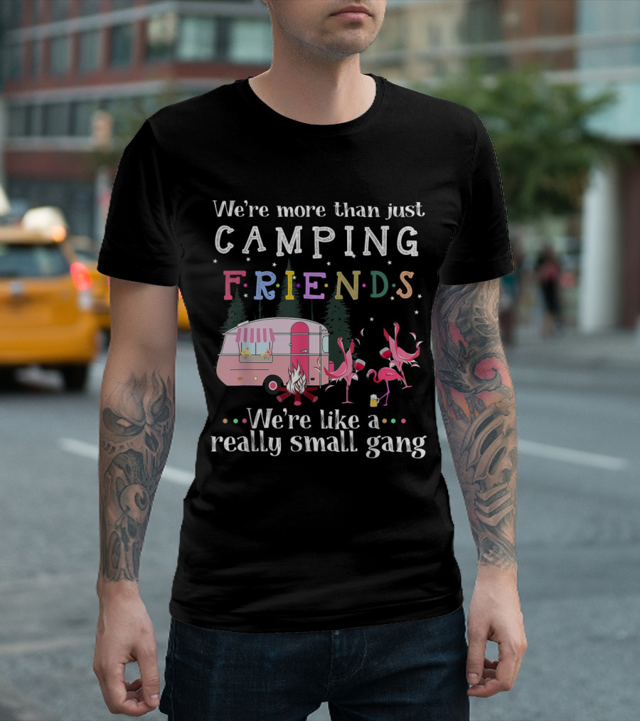 We're More Than Just Camping Friends Flamingo Like a Really Small Gang T-Shirt