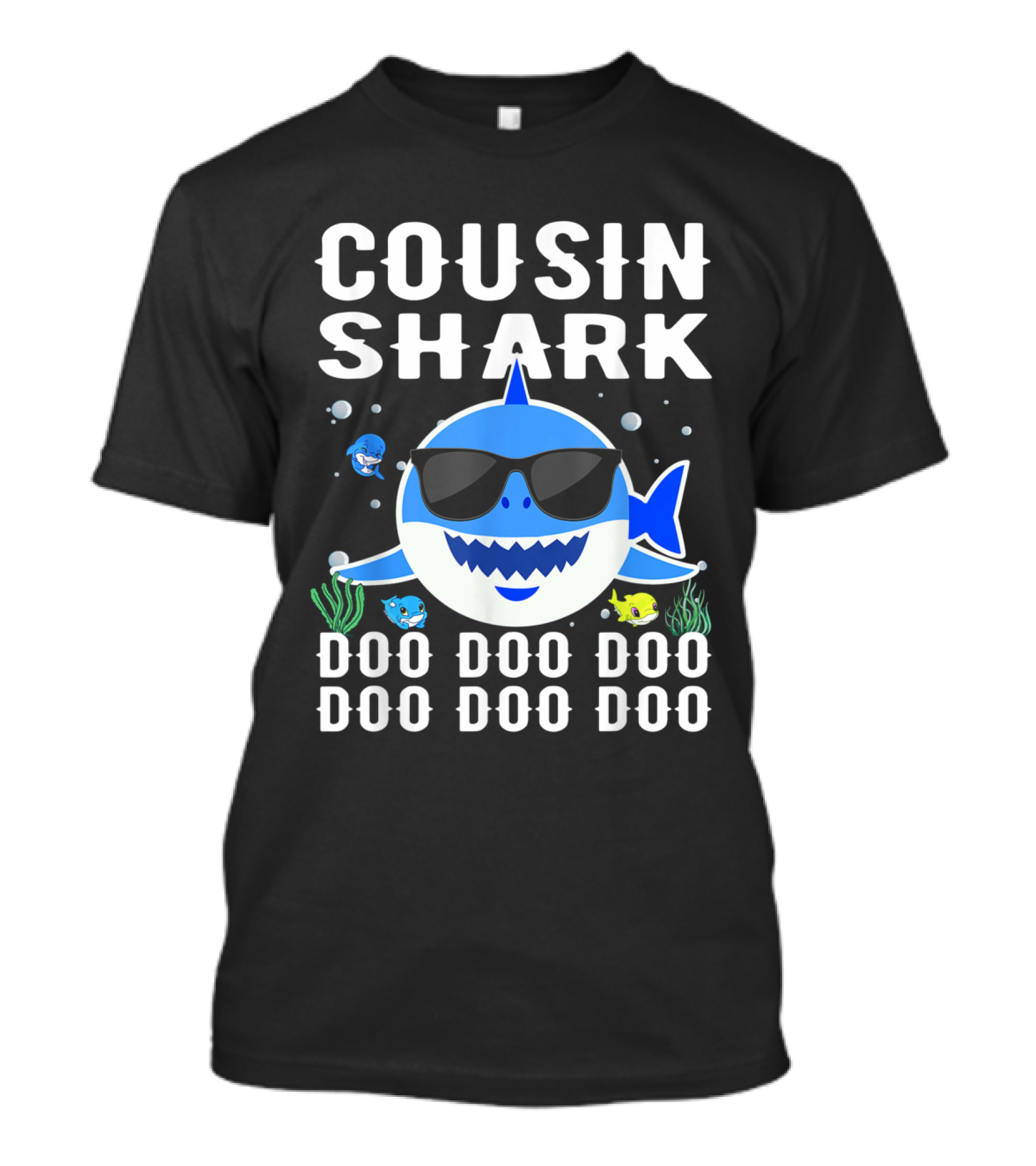 Cousin Shark Sunglasses Doo Doo Doo Baby Mommy Kids Cute Cartoon T-Shirt