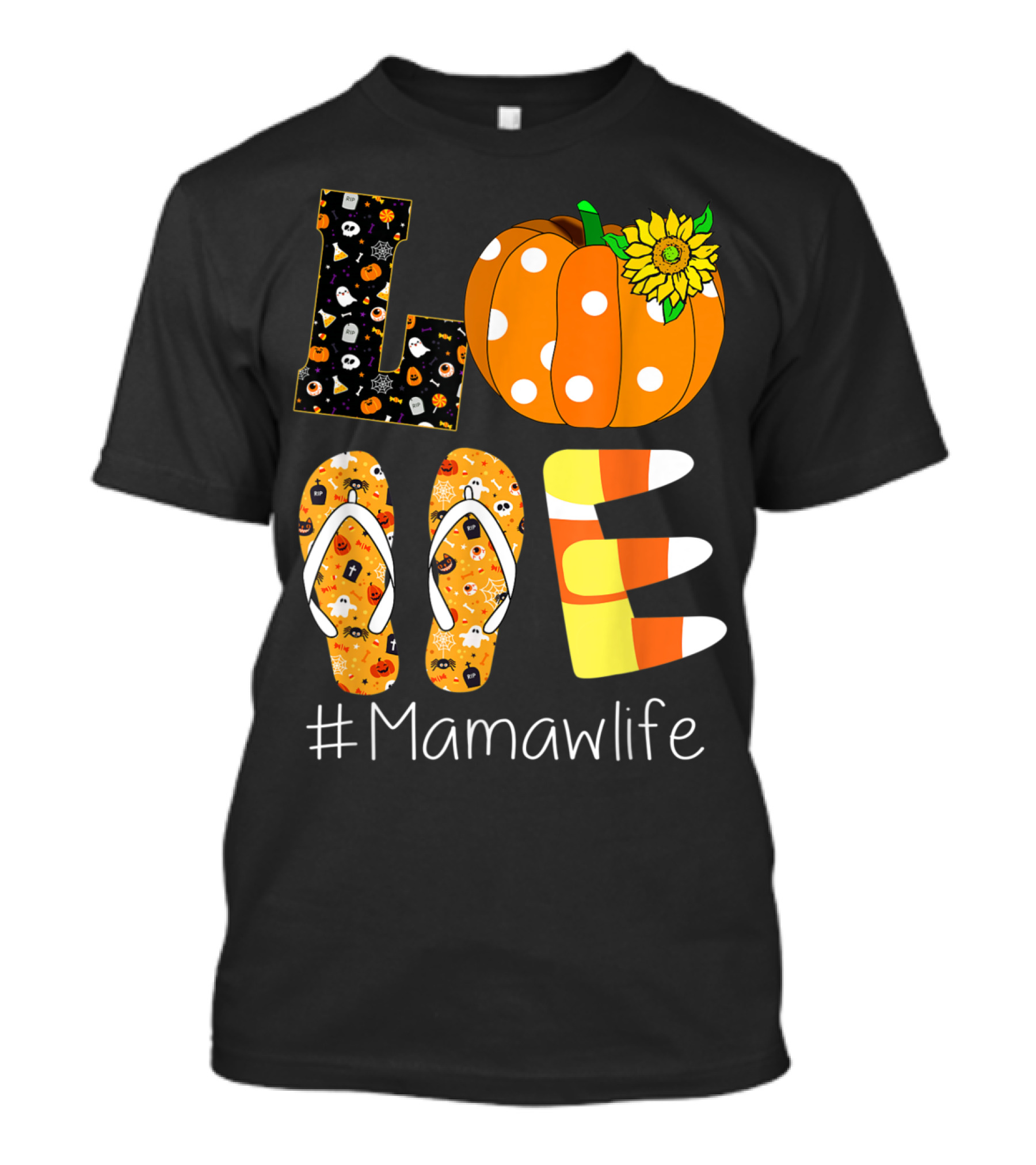 Love Pumpkin Sunflower Mamaw Life Halloween T-Shirt