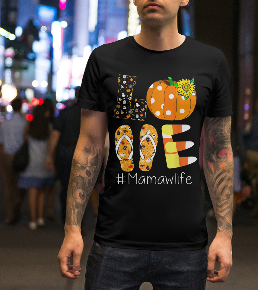 Love Pumpkin Sunflower Mamaw Life Halloween T-Shirt