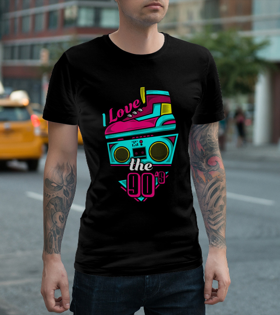 I Love The 90s Boombox And Sneaker Retro Party T-Shirt