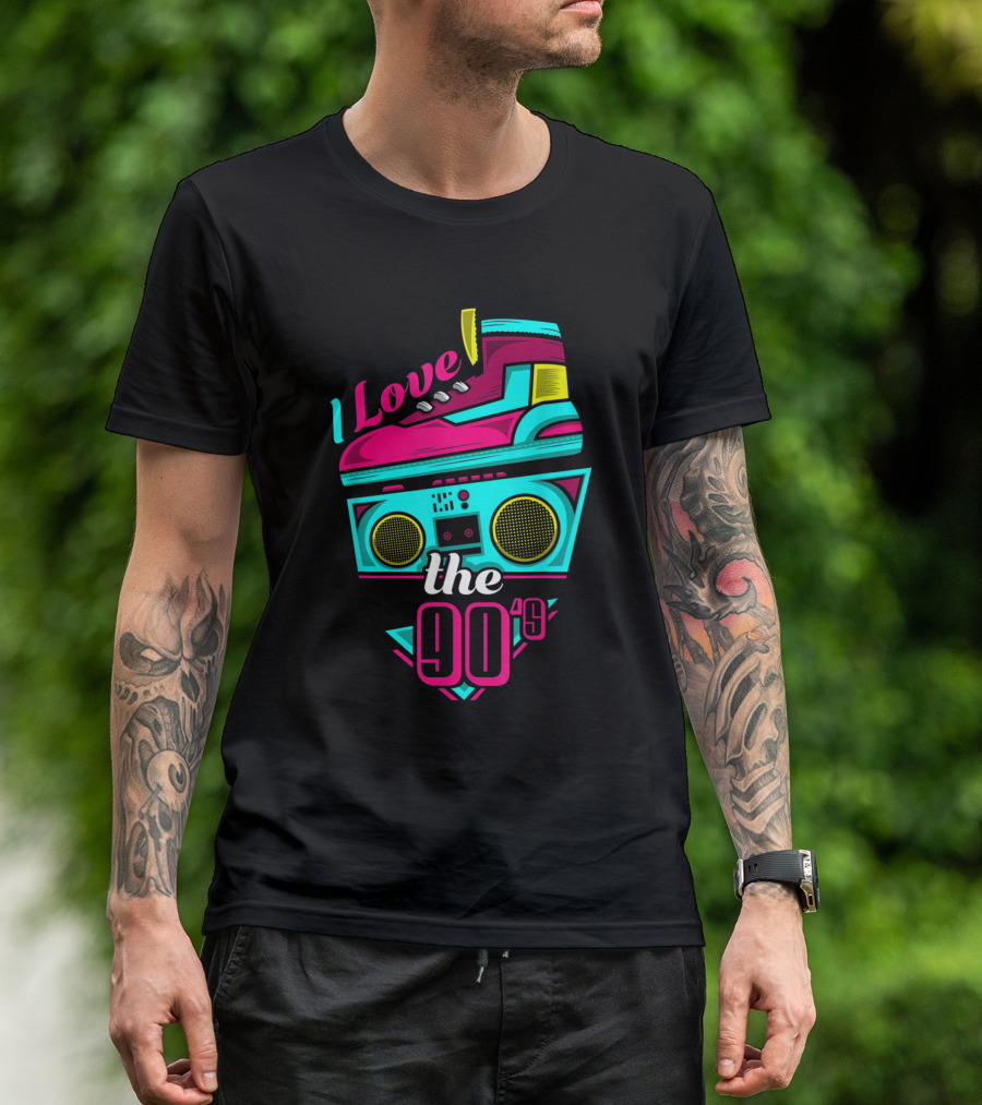 I Love The 90s Boombox And Sneaker Retro Party T-Shirt