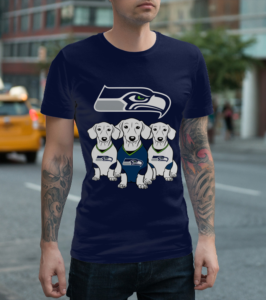 Seattle Seahawks Dachshund Dogs Football T-Shirt