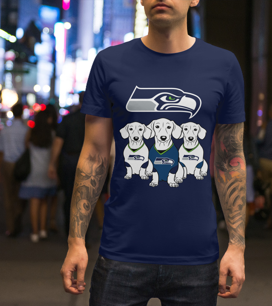 Seattle Seahawks Dachshund Dogs Football T-Shirt
