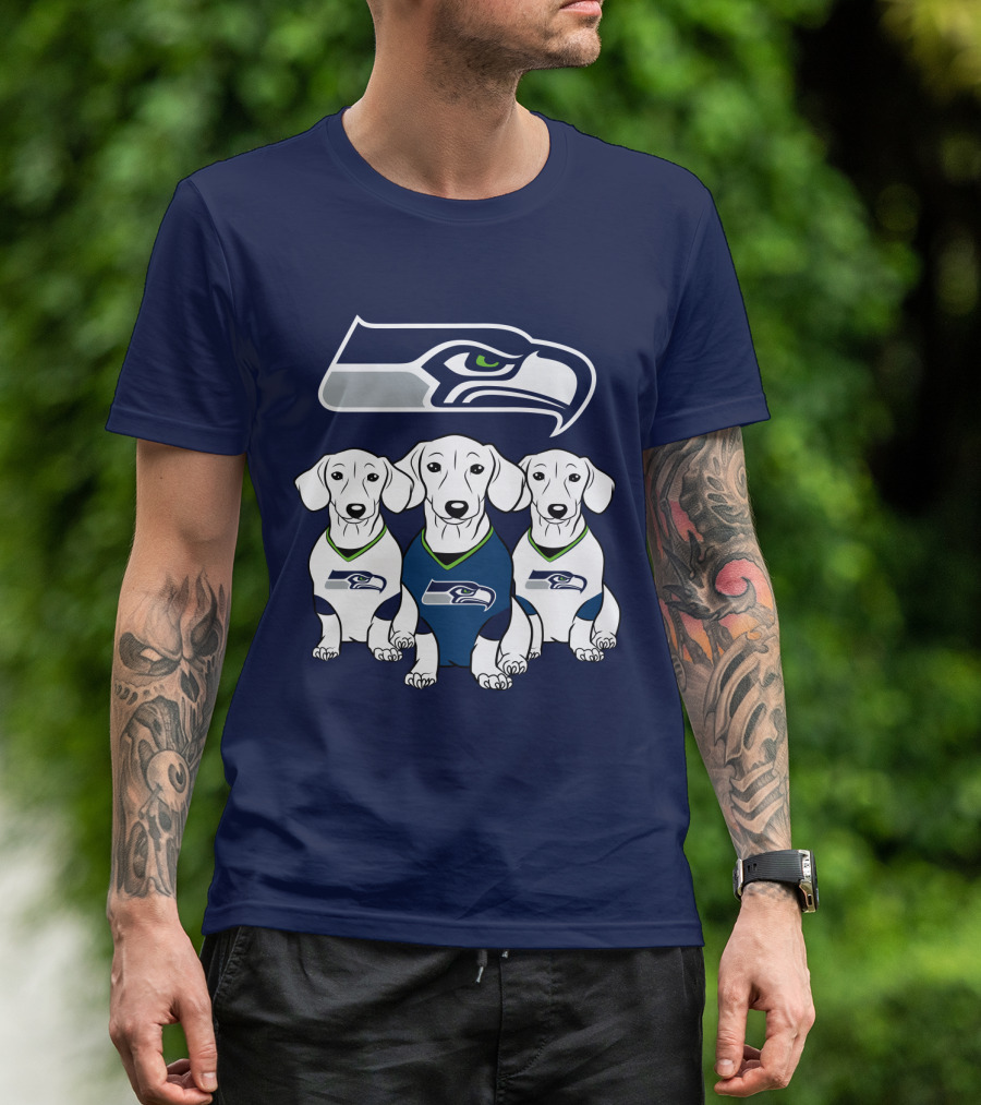 Seattle Seahawks Dachshund Dogs Football T-Shirt
