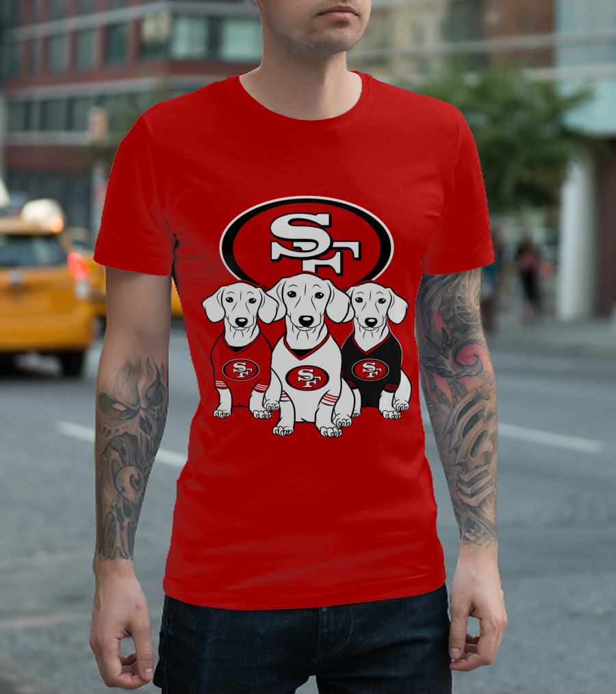 San Francisco 49ers Dachshund Dog Trio T-Shirt