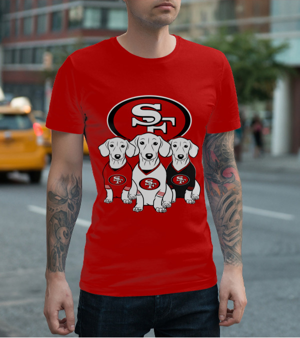 San Francisco 49ers Dachshund Dog Trio T-Shirt