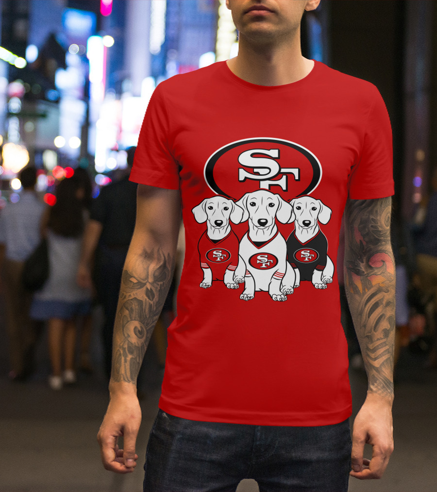 San Francisco 49ers Dachshund Dog Trio T-Shirt