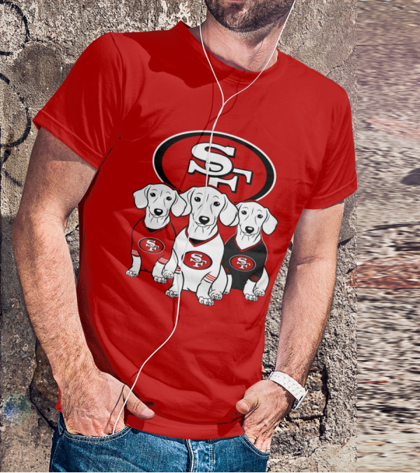 San Francisco 49ers Dachshund Dog Trio T-Shirt