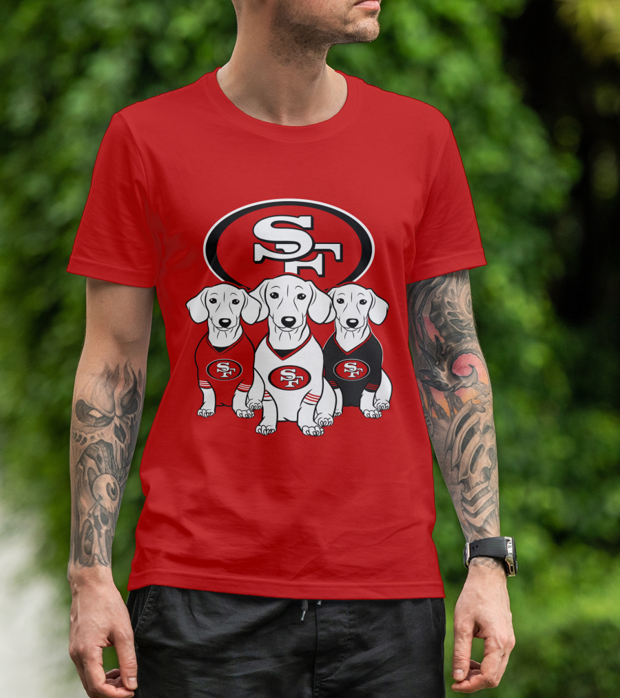 San Francisco 49ers Dachshund Dog Trio T-Shirt