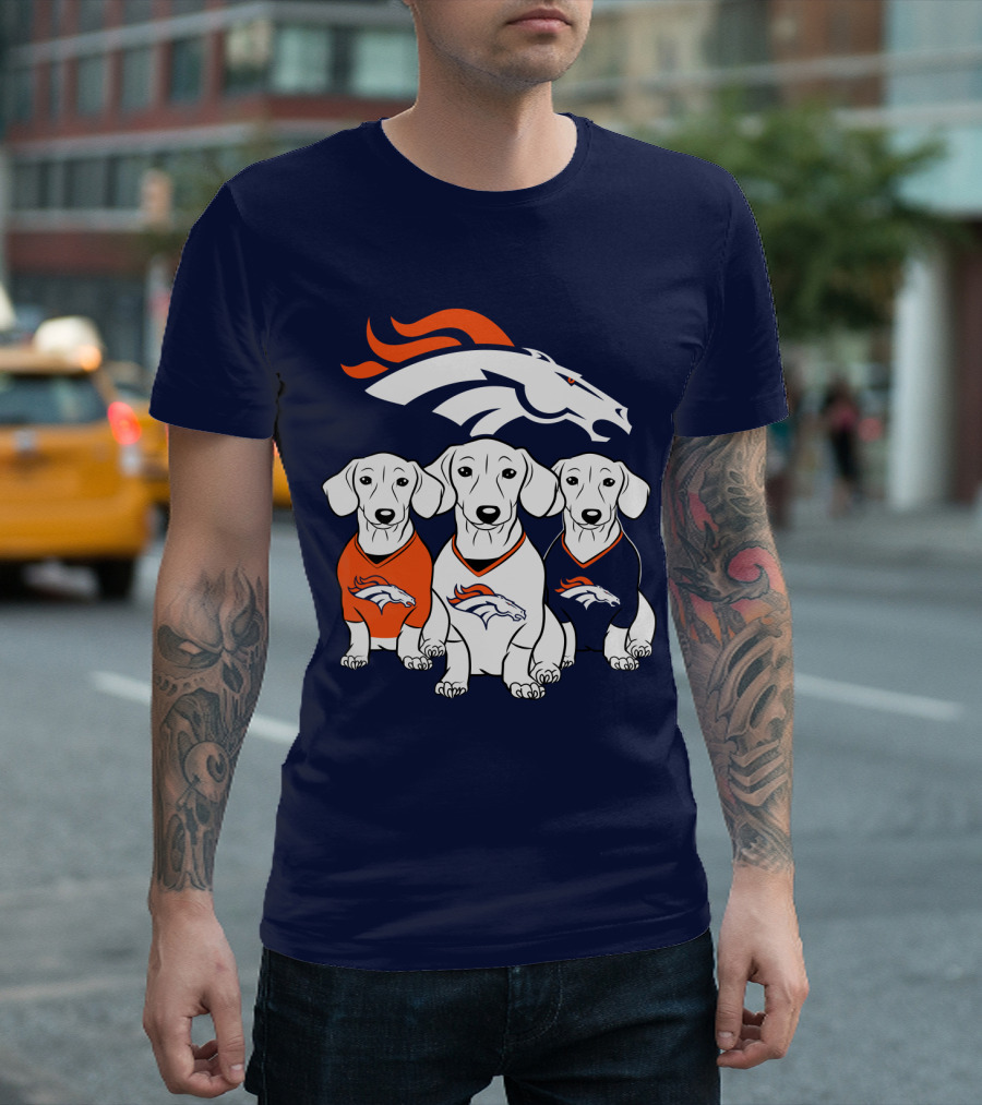 Denver Broncos Dachshunds Trio T-Shirt
